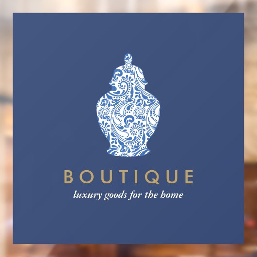 Ginger Jar Pottery Logo Blue Boutique Designer Raamsticker (Vel 2)