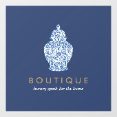Ginger Jar Pottery Logo Blue Boutique Designer Raamsticker (Vel)