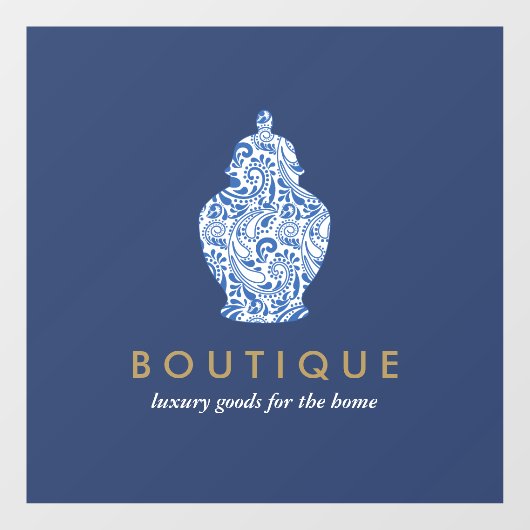 Ginger Jar Pottery Logo Blue Boutique Designer Raamsticker (Vel)