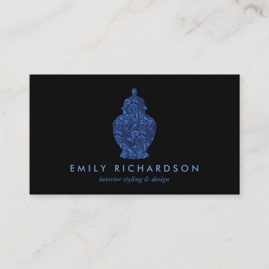 Ginger Jar Pottery Logo Designer Zwart/Blauw Visitekaartje (Voorkant)