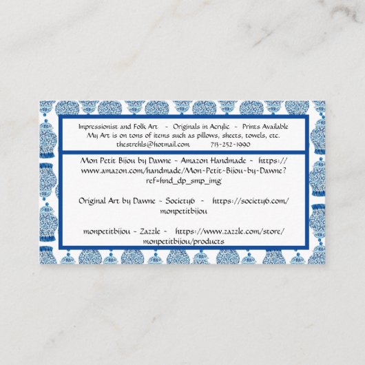 Ginger Jar Standard, 3,5 x 2,0-inch Visitekaartje (Achterkant)