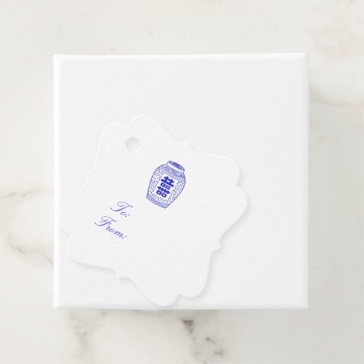 Ginger Jar Wit en Blauw Gift Label Eenvoudig! (In situ)