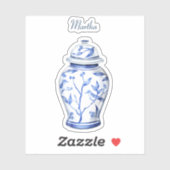 Ginger Jar Wit met naam Vinyl Sticker (Vel)