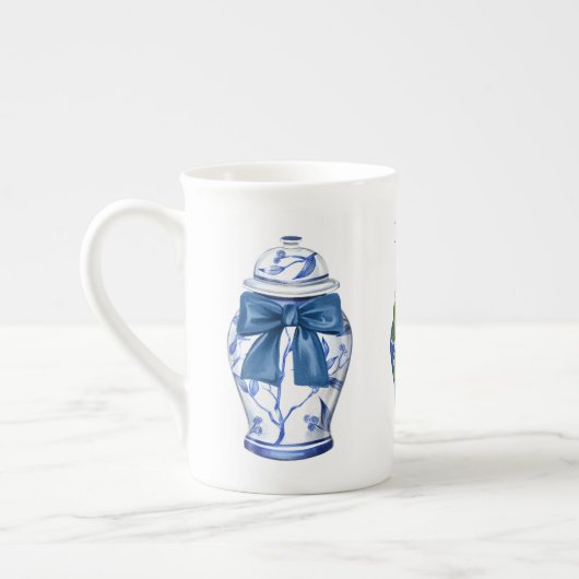 Ginger Jars Bows Chinoiserie Bone China Coffee Mok (Links)