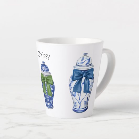 Ginger Jars Bows Chinoiserie Koffie Latte Mok (Rechterhoek)