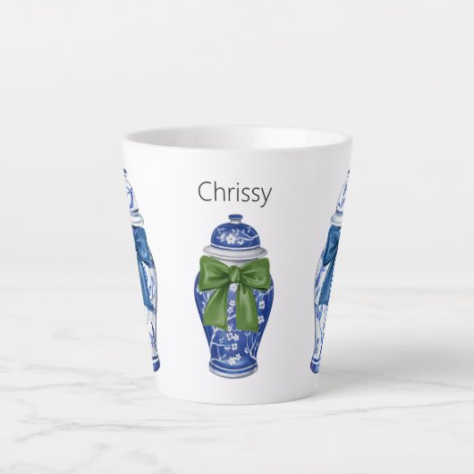 Ginger Jars Bows Chinoiserie Koffie Latte Mok (Voorkant)