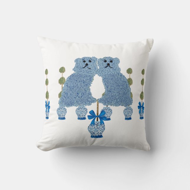 Ginger Jars Staffordshire Dogs Topiary Kussen (Voorkant)