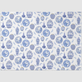  Ginger Jars van Chinese Blauwe en Witte Floral Tissuepapier