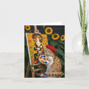 Ginger Kat Artiest Schilderij Klimt Garden Bedankkaart