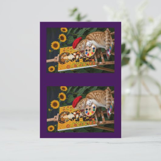 Ginger Kat Artiest Schilderij Klimt Garden Bedankkaart (Staand voorkant)