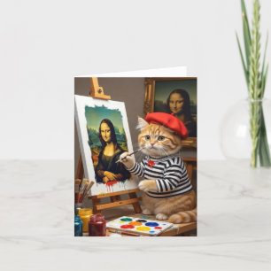 Ginger Kat Artiest schilderij Mona Lisa Bedankkaart