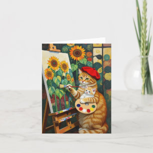 Ginger Kat Artist schilderij Zonnebloemen Bedankkaart