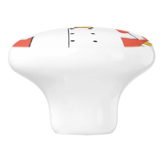 Ginger Kat Chef op Red Ceramic Knob Keramische Knop (Zijkant)