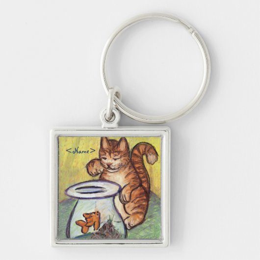 Ginger Kat en Goudvis aangepaste art Sleutelhanger (Voorkant)