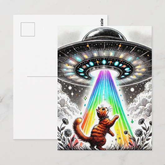 Ginger Kat en UFO Briefkaart (Voorkant / Achterkant)