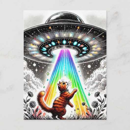 Ginger Kat en UFO Briefkaart (Voorkant)