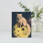 Ginger Kat Glimlacht op de Maan Briefkaart (Staand voorkant)