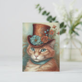 Ginger Kat in een tophat Briefkaart (Staand voorkant)