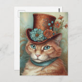Ginger Kat in een tophat Briefkaart (Voorkant / Achterkant)