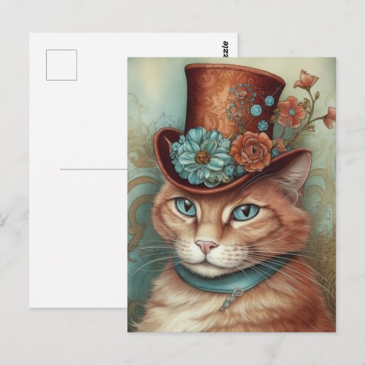 Ginger Kat in een tophat Briefkaart (Voorkant / Achterkant)