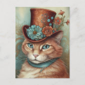 Ginger Kat in een tophat Briefkaart (Voorkant)