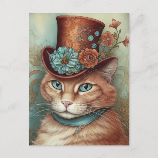Ginger Kat in een tophat Briefkaart (Voorkant)