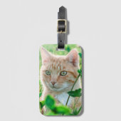 Ginger Kat met groene ogen in gras Bagagelabel (Voorkant (verticaal))