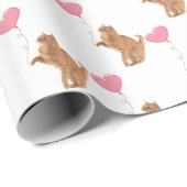 Ginger kat met roze ballon cadeaupapier (Rol Hoek)