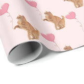 Ginger kat met roze ballon cadeaupapier (Rol Hoek)