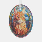 Ginger kat mozaïek gekleurd glas ornament (Voorkant links)