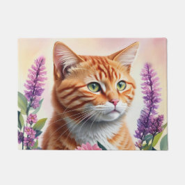 Ginger Kat Multicolor Bloemen Kunst Deurmat
