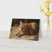 Ginger kat op een bed Alle gelegenheden Kaart (Gele Bloem)