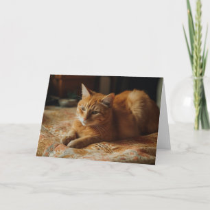 Ginger kat op een bed Alle gelegenheden Kaart