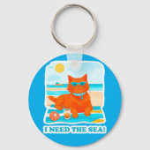 Ginger Kat op het Strand Ik Heb de Zee Nodig in de Sleutelhanger (Achterkant)