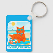 Ginger Kat op het Strand Ik Heb de Zee Nodig Zomer Sleutelhanger (Achterkant)