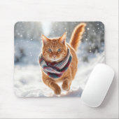 Ginger kat op sneeuw muismat (Met muis)