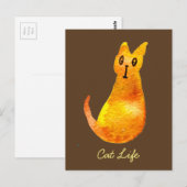 Ginger kat schattige illustratie waterverf briefkaart (Voorkant / Achterkant)