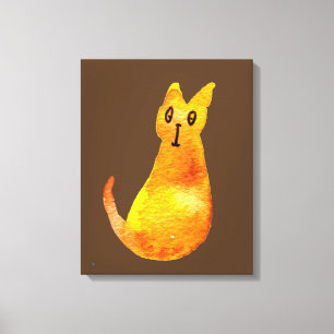 Ginger kat schattige illustratie waterverf canvas afdruk