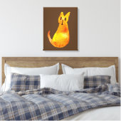 Ginger kat schattige illustratie waterverf canvas afdruk (Insitu (Slaapkamer))