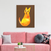 Ginger kat schattige illustratie waterverf canvas afdruk (Insitu (Woonkamer))