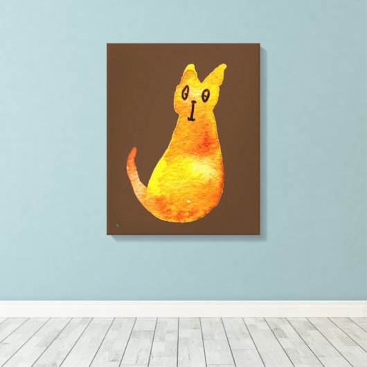 Ginger kat schattige illustratie waterverf canvas afdruk (Insitu (Houten vloer))