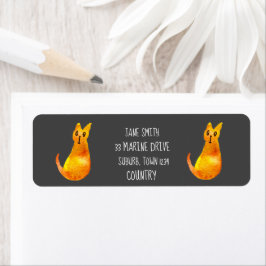 Ginger kat schattige illustratie waterverf etiket