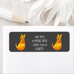 Ginger kat schattige illustratie waterverf etiket