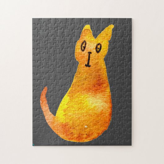 Ginger kat schattige illustratie waterverf legpuzzel (Verticaal)