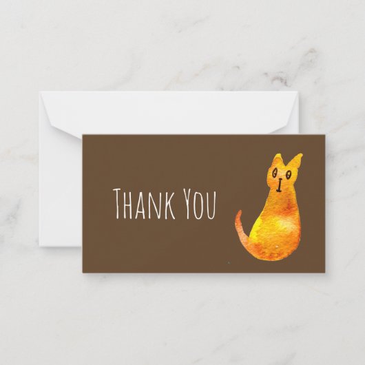 Ginger kat schattige illustratie waterverf notitiekaartje (Voorkant)