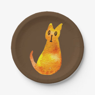 Ginger kat schattige illustratie waterverf papieren bordje