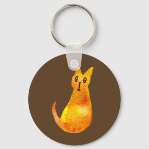 Ginger kat schattige illustratie waterverf sleutelhanger