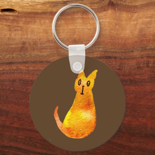 Ginger kat schattige illustratie waterverf sleutelhanger (Voorkant)