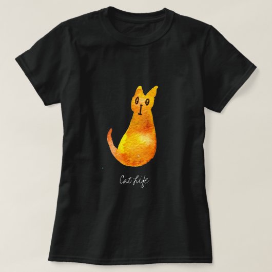 Ginger kat schattige illustratie waterverf t-shirt (Design voorkant)