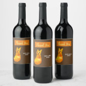 Ginger kat schattige illustratie waterverf wijn etiket (Flessen)